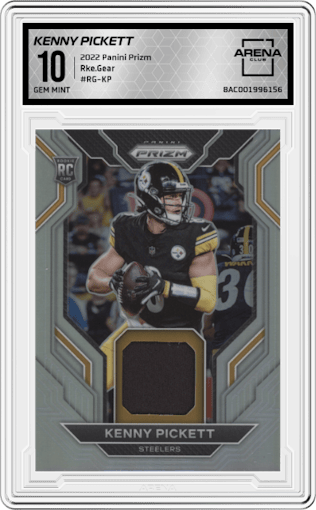 Kenny Pickett from the 2022 Panini Prizm set graded by Arena Club and given an overall grade of 10.