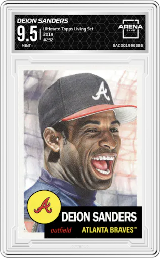Deion Sanders from the Ultimate Topps Living Set   set graded by Arena Club and given an overall grade of 9.5.