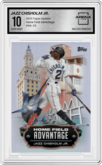 Jazz Chisholm Jr. from the 2023 Topps Update set graded by Arena Club and given an overall grade of 10.