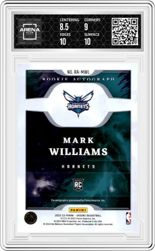 Mark Williams from the 2022-23 Panini Origins set graded by Arena Club and given an overall grade of 9.