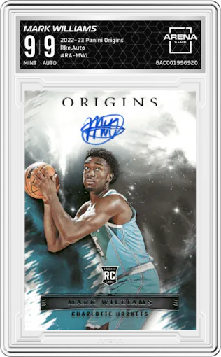 Mark Williams from the 2022-23 Panini Origins set graded by Arena Club and given an overall grade of 9.