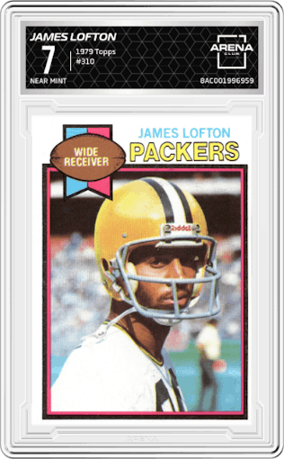 James Lofton from the 1979 Topps set graded by Arena Club and given an overall grade of 7.