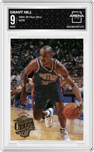 Grant Hill from the 1994-95 Fleer Ultra set graded by Arena Club and given an overall grade of 9.