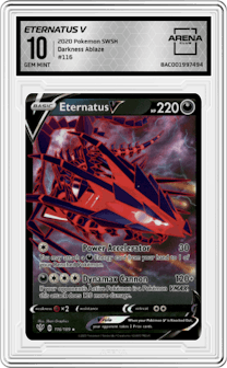 Eternatus V from the 2020 Pokemon SWSH set graded by Arena Club and given an overall grade of 10.