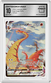 Centiskorch VMAX from the 2022 Pokemon SWSH set graded by Arena Club and given an overall grade of 10.