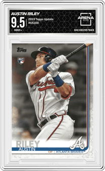 Austin Riley from the 2019 Topps Update  set graded by Arena Club and given an overall grade of 9.5.