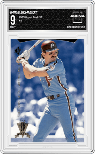 Mike Schmidt from the 1995 Upper Deck SP set graded by Arena Club and given an overall grade of 9.