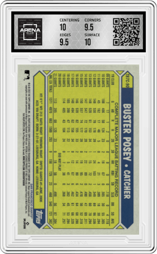 Buster Posey from the 2022 Topps Silver Pack  set graded by Arena Club and given an overall grade of 10.