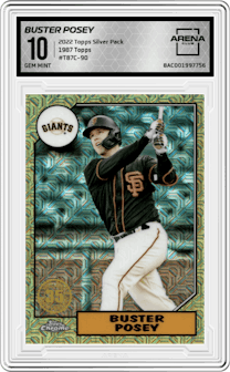 Buster Posey from the 2022 Topps Silver Pack  set graded by Arena Club and given an overall grade of 10.