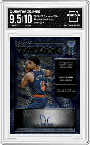 Quentin Grimes from the 2021-22 Panini Donruss Elite  set graded by Arena Club and given an overall grade of 9.5.