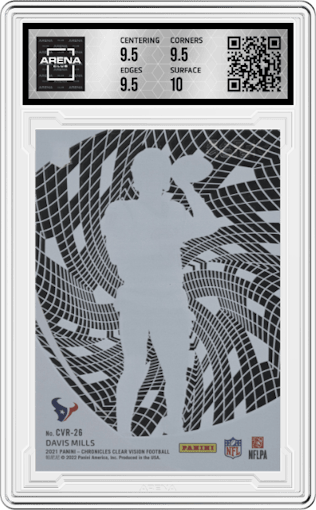 Davis Mills from the 2021 Panini Chronicles set graded by Arena Club and given an overall grade of 10.