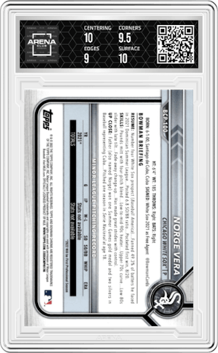 Norge Vera from the 2022 Bowman set graded by Arena Club and given an overall grade of 9.5.