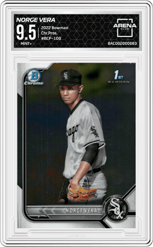 Norge Vera from the 2022 Bowman set graded by Arena Club and given an overall grade of 9.5.