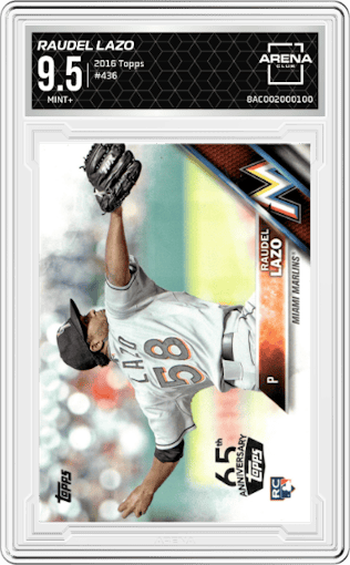 Raudel Lazo from the 2016 Topps Series 2 set graded by Arena Club and given an overall grade of 9.5.