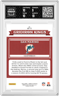 Dan Marino from the 2022 Panini Donruss set graded by Arena Club and given an overall grade of 9.5.