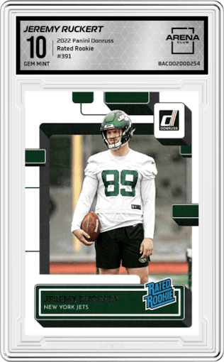 Jeremy Ruckert from the 2022 Panini Donruss set graded by Arena Club and given an overall grade of 10.
