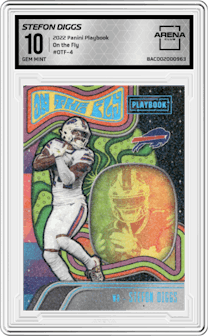 Stefon Diggs from the 2022 Panini Playbook set graded by Arena Club and given an overall grade of 10.