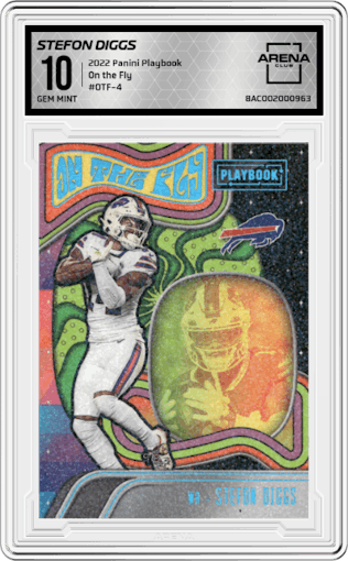 Stefon Diggs from the 2022 Panini Playbook set graded by Arena Club and given an overall grade of 10.
