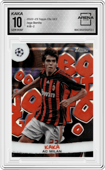 Kaka  from the 2022-23 Topps Chrome UEFA Club Competitions set graded by Arena Club and given an overall grade of 10.