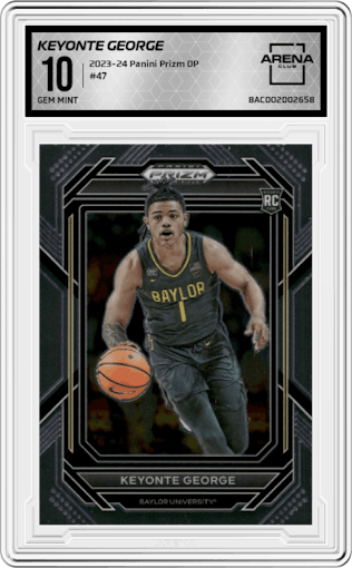 Keyonte George  from the 2023-24 Panini Prizm Draft Picks set graded by Arena Club and given an overall grade of 10.