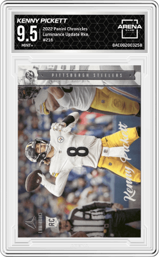 Kenny Pickett from the 2022 Panini Chronicles set graded by Arena Club and given an overall grade of 9.5.