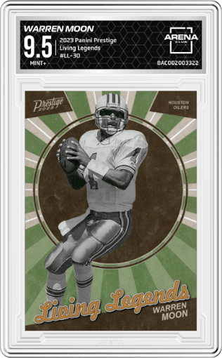 Warren Moon from the 2023 Panini Prestige set graded by Arena Club and given an overall grade of 9.5.