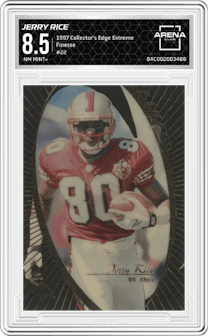 Jerry Rice from the 1997 Collector's Edge Extreme set graded by Arena Club and given an overall grade of 8.5.