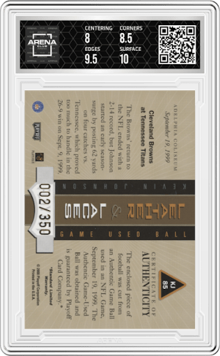  Kevin Johnson from the 2000 Playoff Absolute set graded by Arena Club and given an overall grade of 8.5.