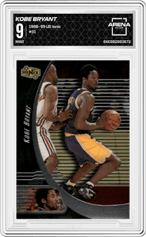 Kobe Bryant from the 1998-99 Upper Deck Ionix set graded by Arena Club and given an overall grade of 9.