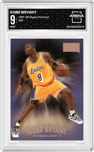 Kobe Bryant from the 1997-98 Skybox Premium set graded by Arena Club and given an overall grade of 9.