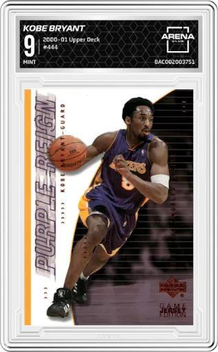 Kobe Bryant from the 2000-01 Upper Deck set graded by Arena Club and given an overall grade of 9.