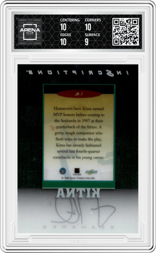 Jon Kitna from the 1999 Score Supplemental set graded by Arena Club and given an overall grade of 9.5.