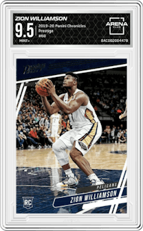 Zion Williamson from the 2019-20 Panini Chronicles  set graded by Arena Club and given an overall grade of 9.5.