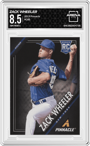 Zack Wheeler from the 2013 Pinnacle set graded by Arena Club and given an overall grade of 8.5.