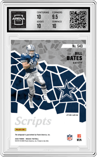 Bill Bates from the 2020 Panini Mosaic set graded by Arena Club and given an overall grade of 10.