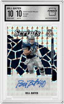 Bill Bates from the 2020 Panini Mosaic set graded by Arena Club and given an overall grade of 10.