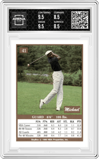 Michael Jordan  from the 1990-91 SkyBox  set graded by Arena Club and given an overall grade of 9.