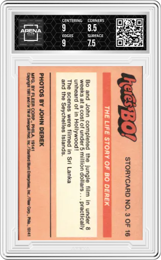 Lost and nowhere to go. from the 1981 Fleer Here's Bo! set featuring a Variation parallel graded by Arena Club and given an overall grade of 8.