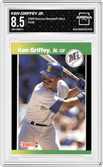 Ken Griffey Jr. from the 1989 Donruss Baseball's Best set graded by Arena Club and given an overall grade of 8.5.