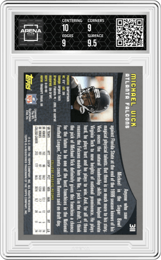 Michael Vick from the 2001 Topps set graded by Arena Club and given an overall grade of 9.5.