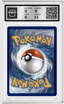 Rayquaza V from the 2021 Pokemon SWSH set graded by Arena Club and given an overall grade of 10.