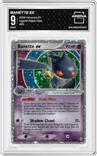 Banette ex from the 2006 Pokemon EX set graded by Arena Club and given an overall grade of 9.