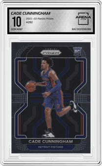 Cade Cunningham from the 2021-22 Panini Prizm  set graded by Arena Club and given an overall grade of 10.