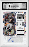 Jake Ferguson from the 2022 Panini Contenders set featuring a Cracked Ice parallel graded by Arena Club and given an overall grade of 10.
