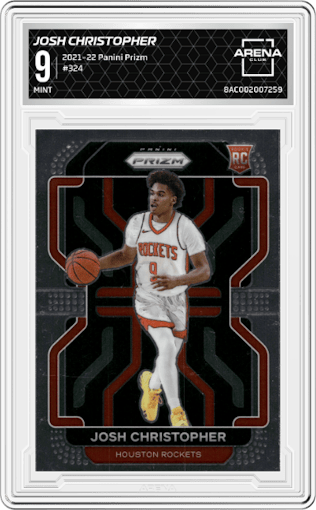 Josh Christopher from the 2021-22 Panini Prizm  set graded by Arena Club and given an overall grade of 9.