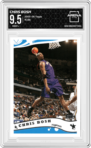 Chris Bosh from the 2005-06 Topps set graded by Arena Club and given an overall grade of 9.5.