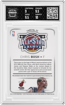 Chris Bosh from the 2012-13 Panini Elite set graded by Arena Club and given an overall grade of 9.5.