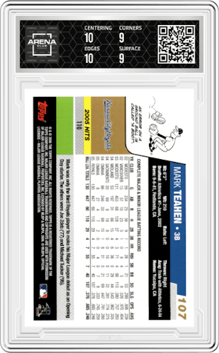 Mark Teahen from the 2006 Topps set graded by Arena Club and given an overall grade of 9.5.