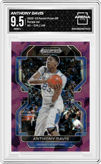 Anthony Davis from the 2022-23 Panini Prizm Draft Picks set featuring a Purple Ice parallel graded by Arena Club and given an overall grade of 9.5.
