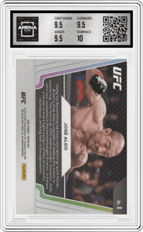 Jose Aldo from the 2021 Panini Prizm UFC set graded by Arena Club and given an overall grade of 10.